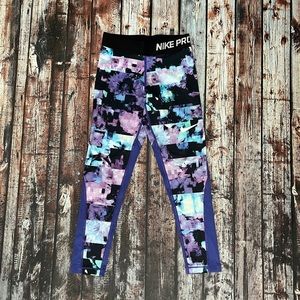 Nike Pro Purple Athletic Activewear Dri-Fit Leggings